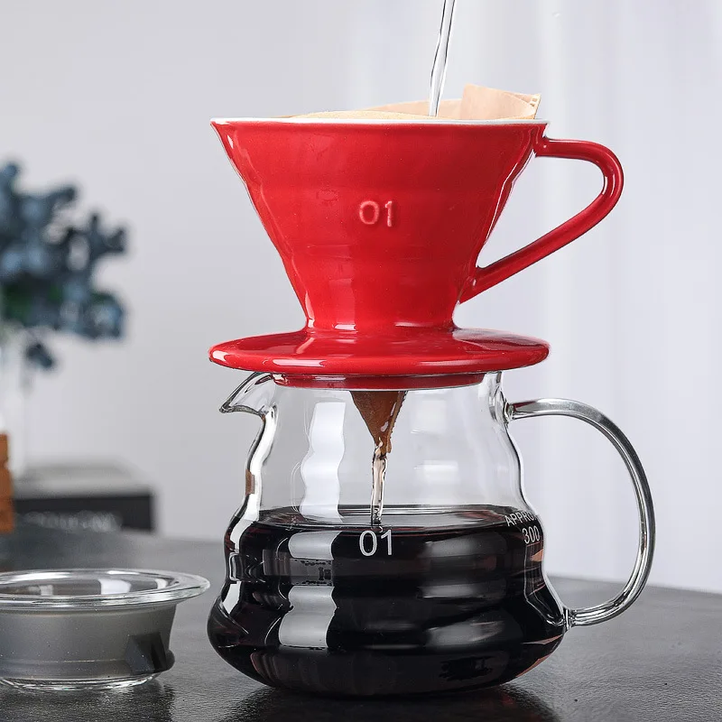 

Ceramic Coffee Dripper Engine V60 Style Coffee Drip Filter Cup Permanent Pour Over Coffee Maker Separate Stand for 1-4 Cups