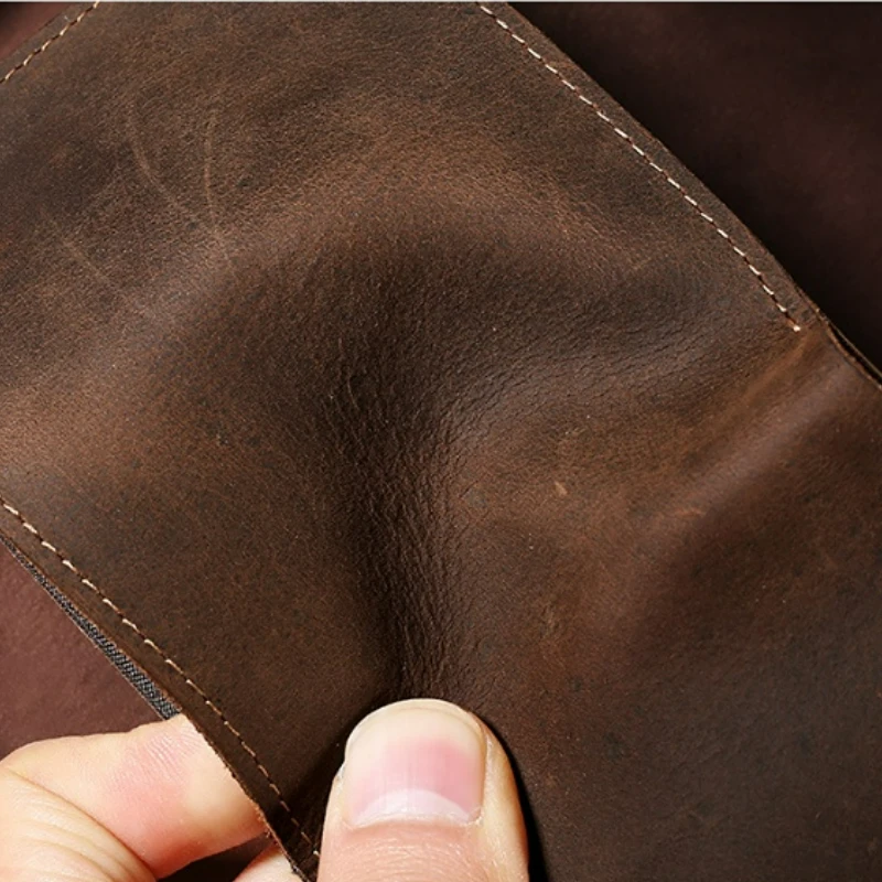 2023 New Vintage Crazy Horse Leather Men's Wallet Short Fashion Genuine Leather Money Clip Head Layer Cowhide Simple Card Holder