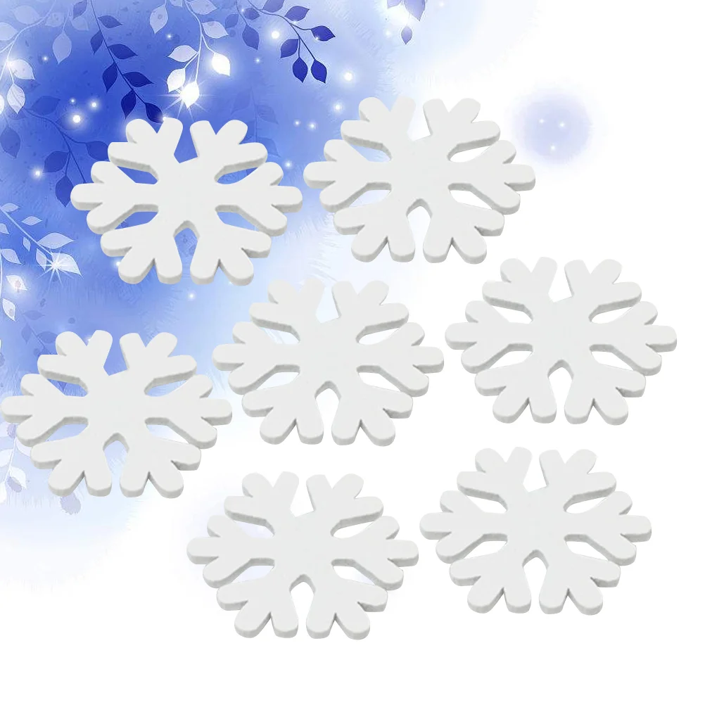 

100pcs Christmas Mini Snowflake Wooden White Snow Flake Craft Christmas Decoration Supplies