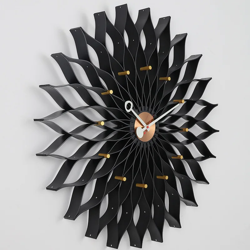 

2023 Sunflower Flower Art Wall Clock Light Luxury Home Decoration Creative Design Solid Wood Silent Quartz Clock Home Decoration