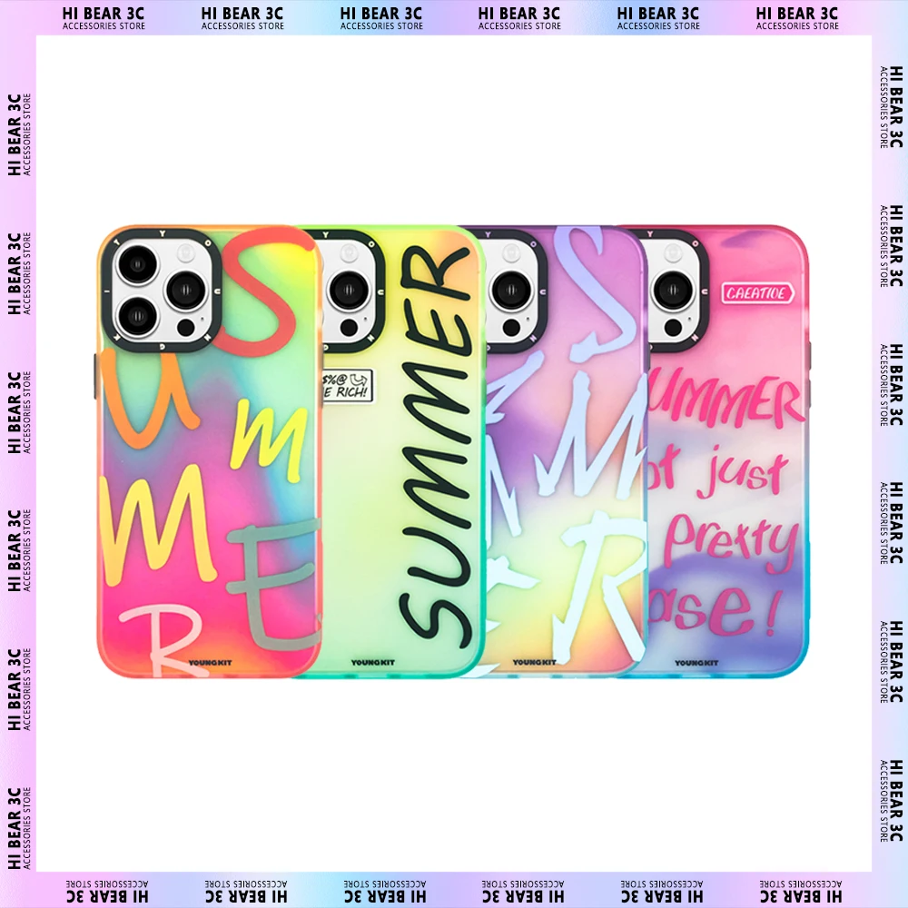 

Чехол для iPhone, 13 Pro Max, летний, матовый, градиентный узор, защита от падения