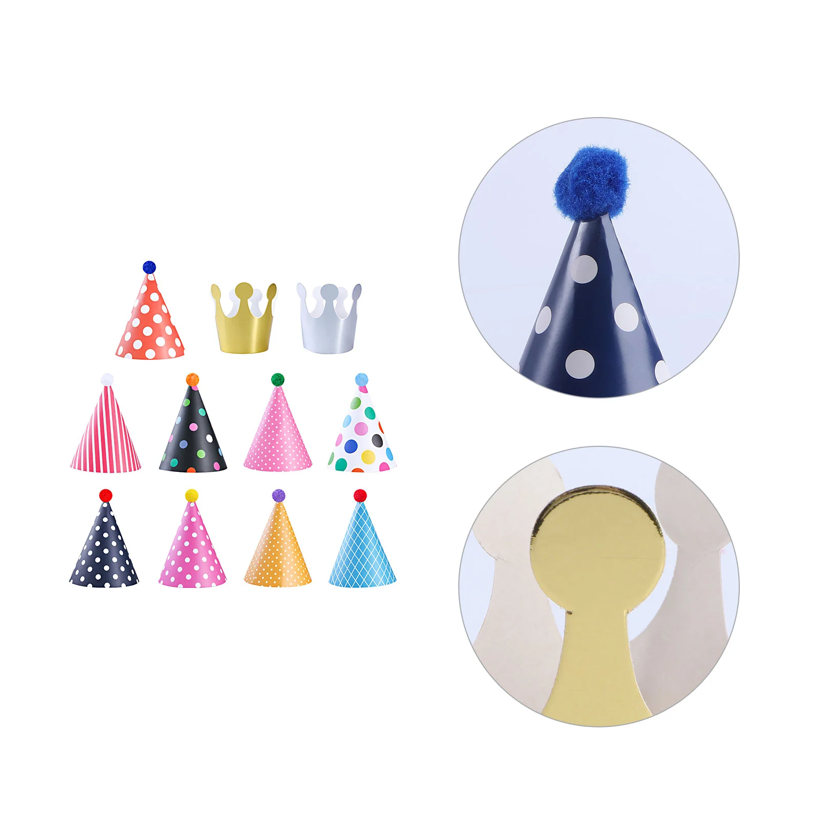 

11pcs Birthday Party Hats, Fun Party Cone Hats Birthday Paper Hats with Pom Poms for Kids Adults Party Supplies