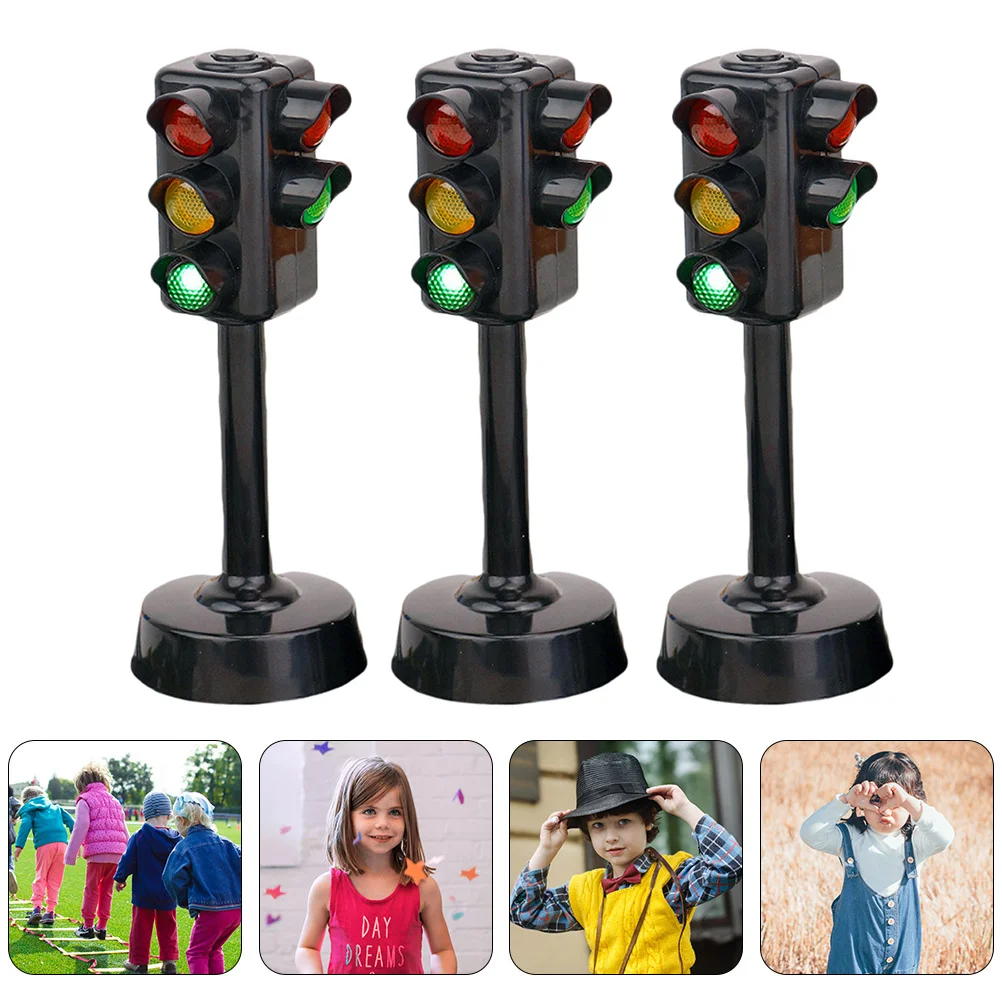 

3 Pcs Traffic Light Car Trim Children Model Toy Brake Early Education Plastic Kids Playthings Signal Lamp Toddler Cars