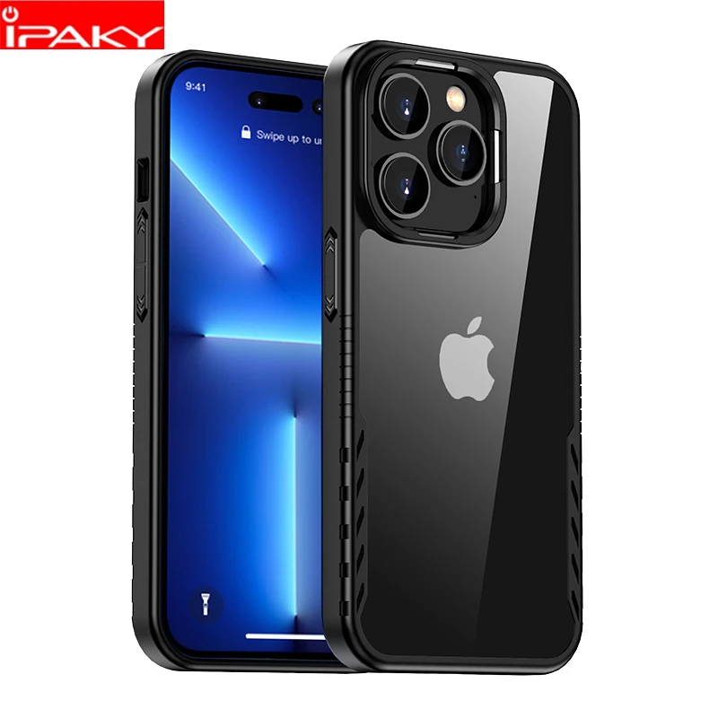 

IPAKY for iPhone 14 Case 14 Pro 14 Plus Case Fitted Armor TPU PC Transparent Airbags Shockproof Cover for iPhone 14 Pro Max Case