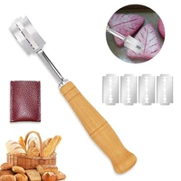 french baguette bread repair cutter with wood handle stainless steel blades curved toast knife kitchen baking accessories