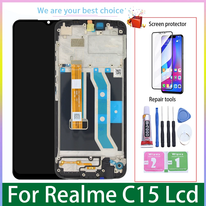 

6,5 ''для Realme C15 Оригинальный ЖК-дисплей с рамкой Стандартная замена RMX2180
