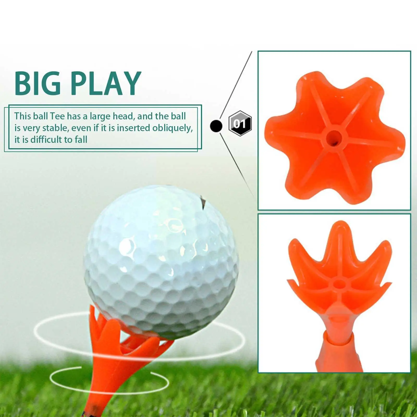 

Adjustable Golf Ball Tee Petal Shape Rotation Limit Ball Spike For Clubs Super Stable Ball Tees 4 Color 80mm S3O1