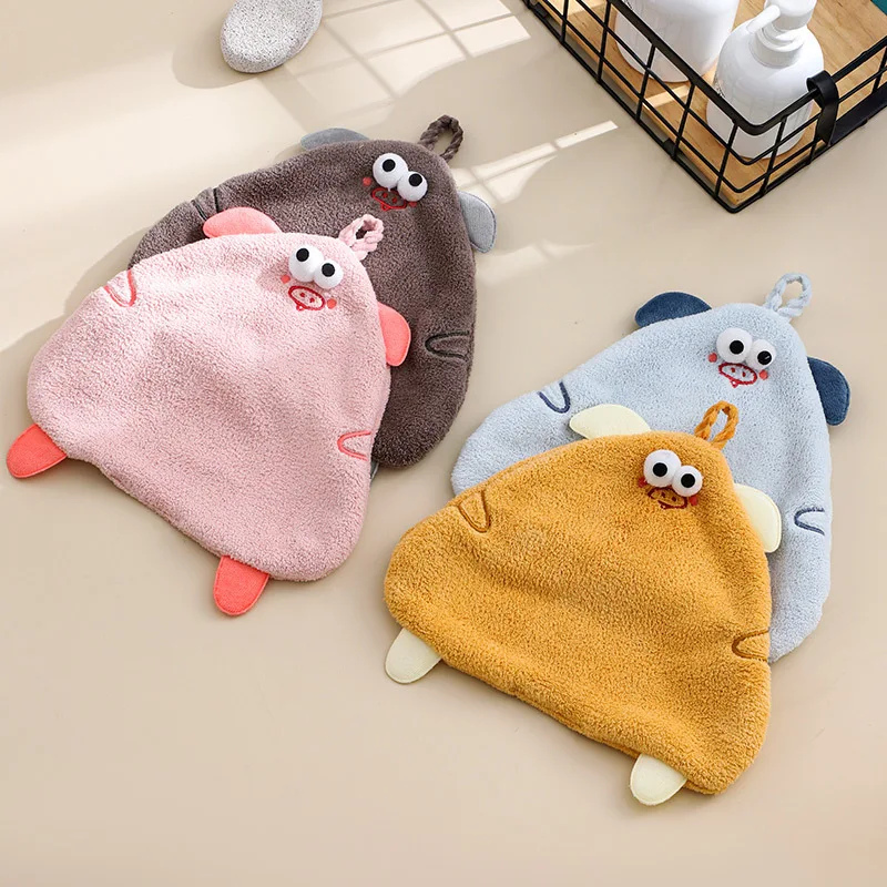 

Creative Double-layer Cartoon Pig Hand Towel Soft Coral Velvet Kitchen Bathroom Clean Wipe Cloth Absorbent Quick-Drying Towels
