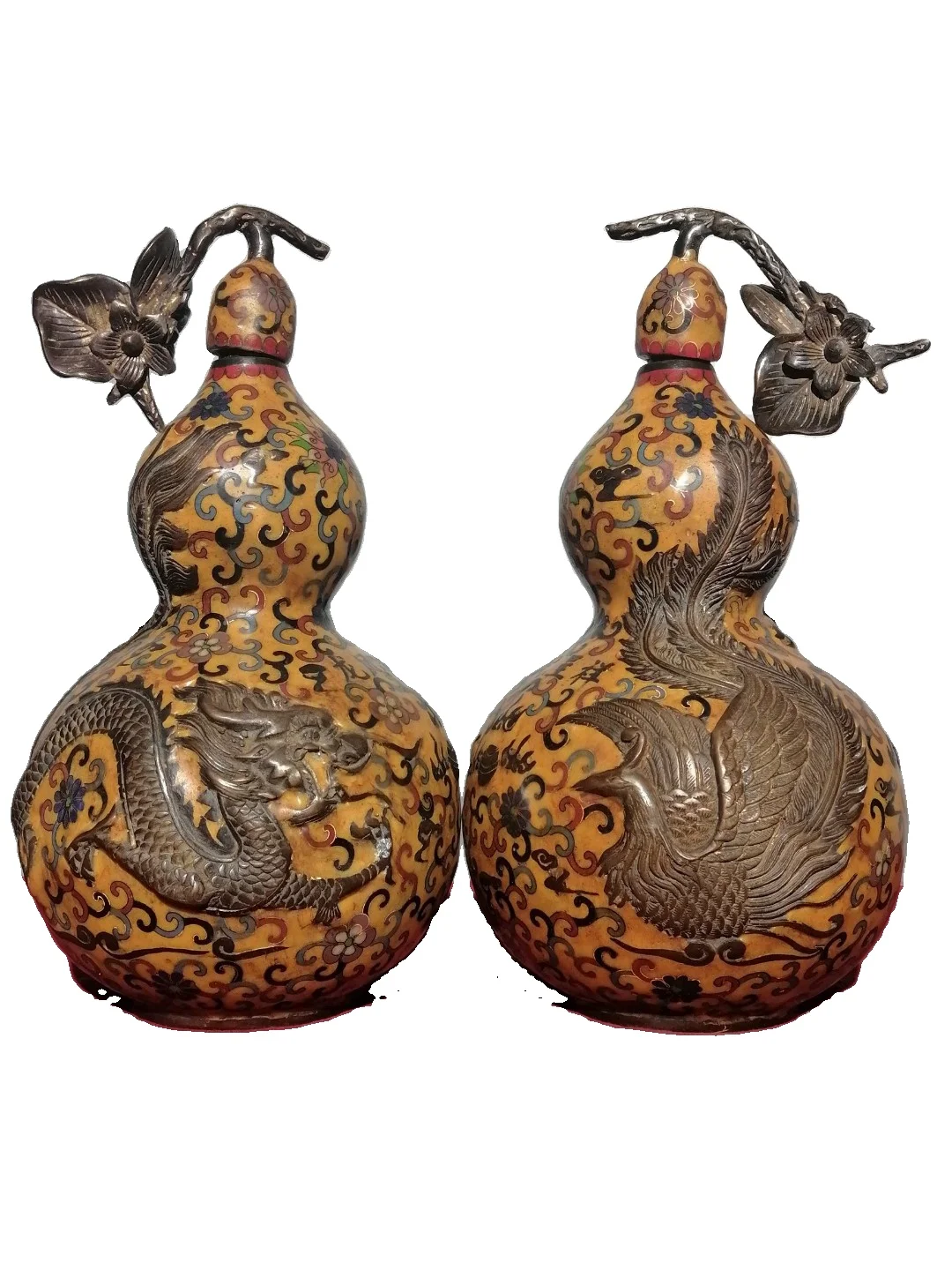 

MOZART Pure Copper Cloisonné Incense Burner Filigree Enamel Color Dragon And Phoenix Chengxiang Gourd Beckons Wealth Into