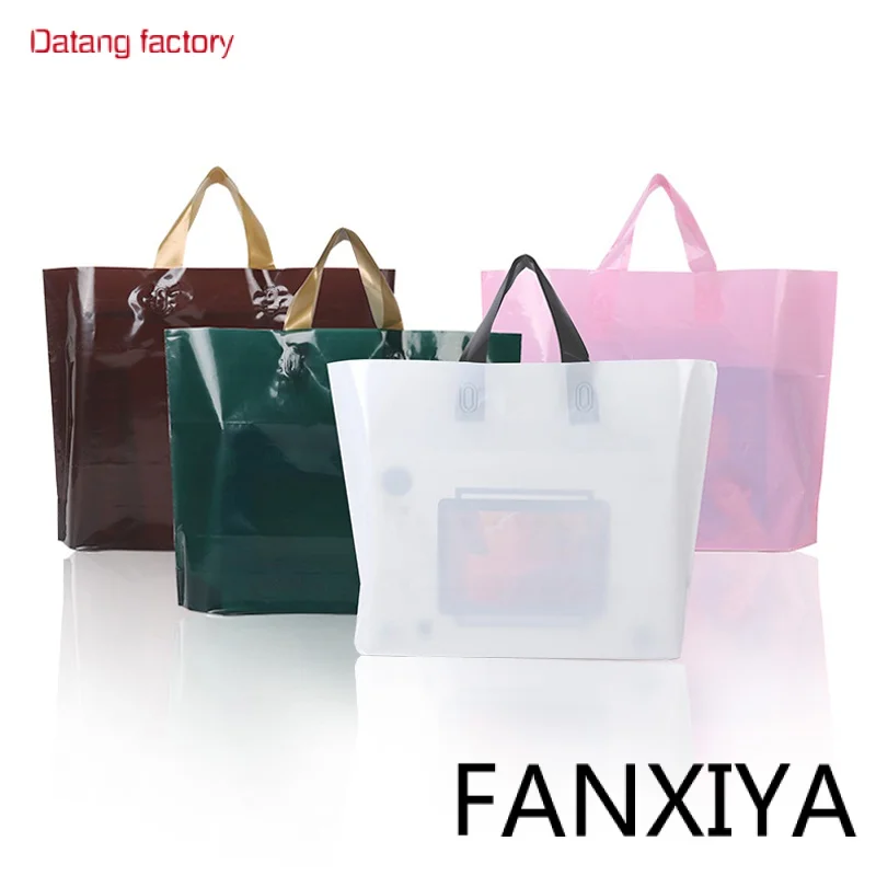 

custom design logo printing plastic tote punching clothes shopping bags packaging gift bags hdpe poly packing bag with handles