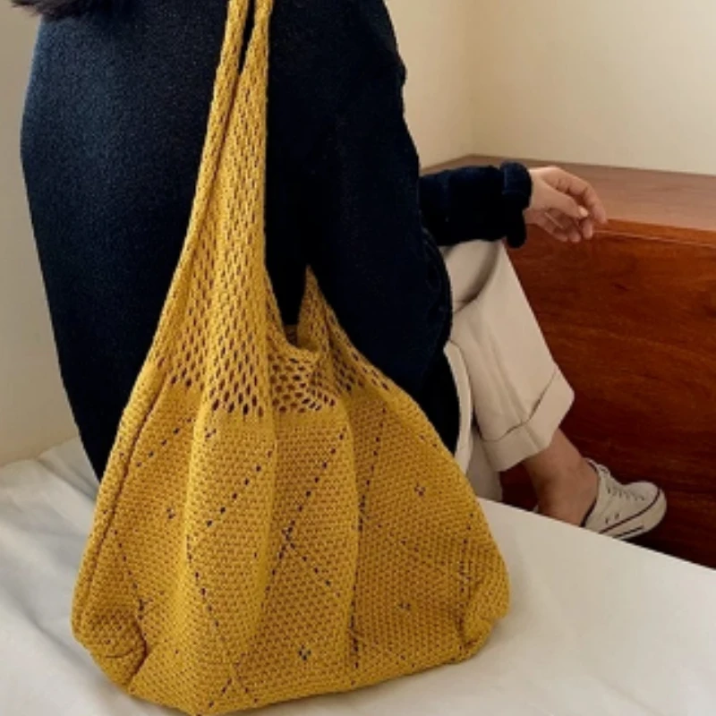 

Simple Women's Bag Vintage Handbag New Woven Woolen Bag