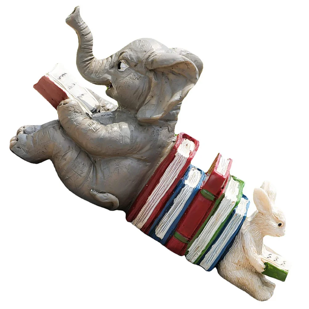 

Настольное украшение, подставки для книг, кролик, слон, статуэтка, полимерные Декоративные животные, уличные статуи