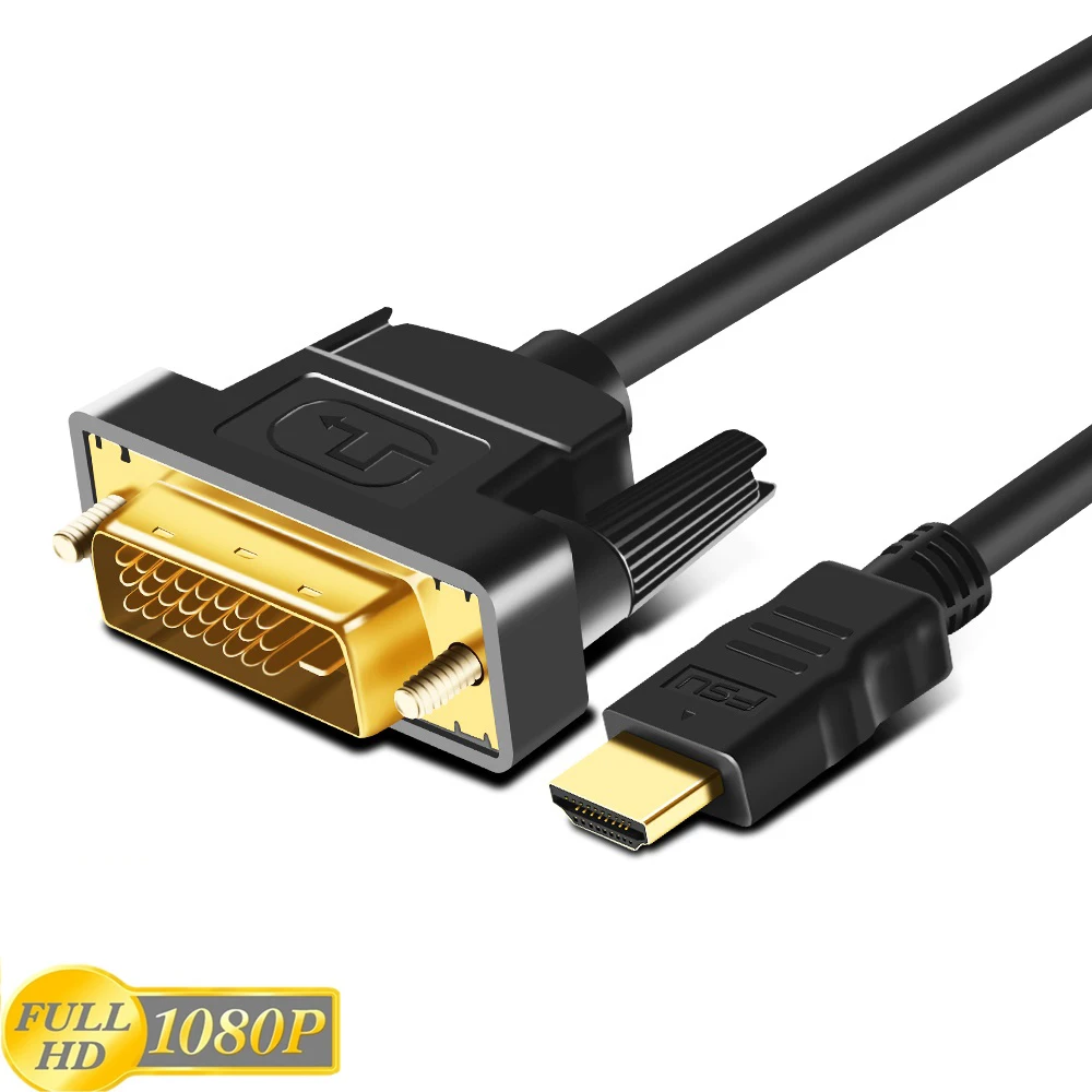 Кабель DUPI HD-DVI, совместимый с разъемами DVI и HDMI, позолоченный, для HDTV, DVD-проекторов, PS5, 4, 3, TVBOX