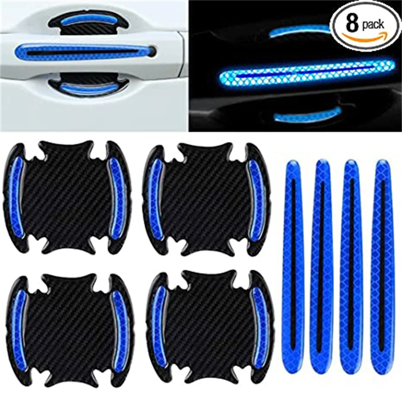 

8Pcs Car Door Handle Protector Sticker Warning Mark Tape Reflective Sticker Universal Car Door Scratch Protector Tape Film Decor