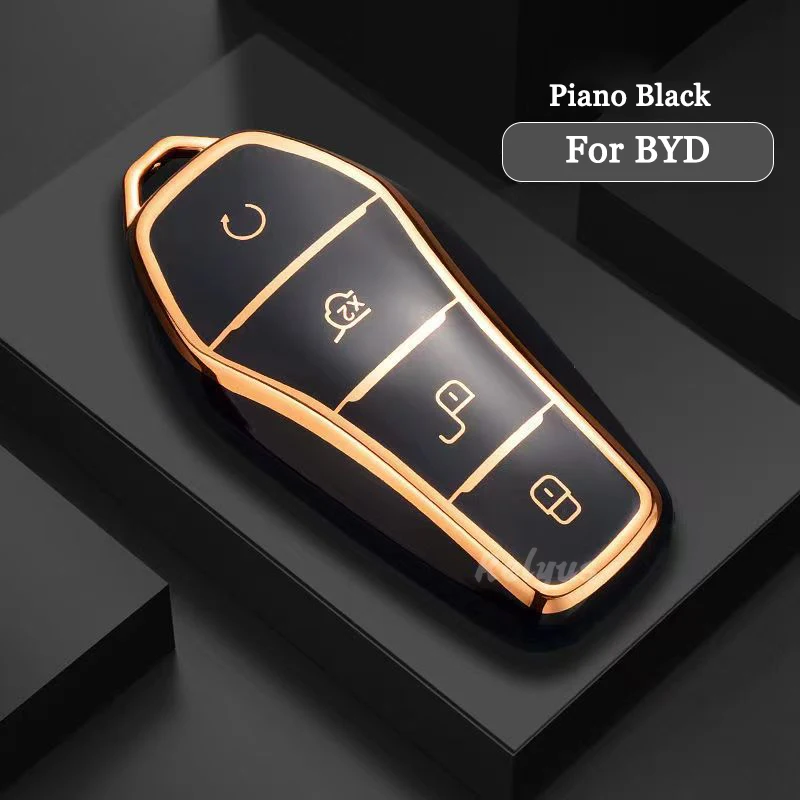 

Plating TPU Car Key Protected Case Cover for BYD Song Qin Han EV Tang DM 2018-2022 Key Chain Auto Accessories