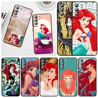 the little mermaid lovely for samsung galaxy s22 s21 s20 fe ultra pro lite s10 5g s10e s9 s8 plus s7 edge black phone case