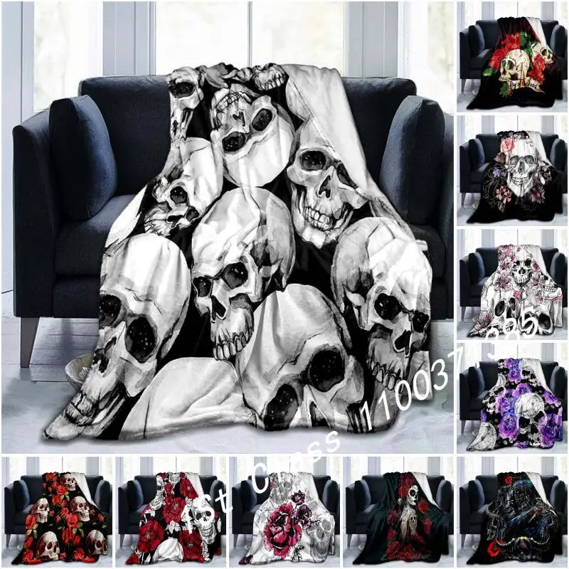 

Flower Skull 3D Print Blanket Sofa Blankets for Beds Super Soft Warm Blanket Cover Flannel Throw Blanket Fleece