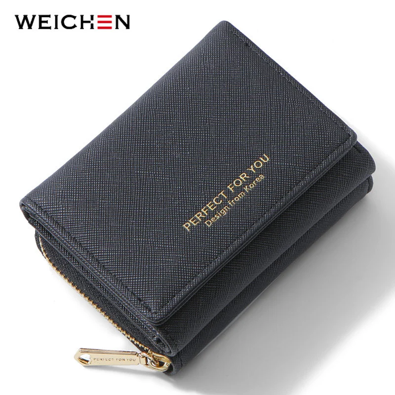 

WEICHEN Trifold Women Wallet Slim Matte Leather Card Holder Coin Pocket Designer Female Small Wallets Purse Portfel Carteras NEW