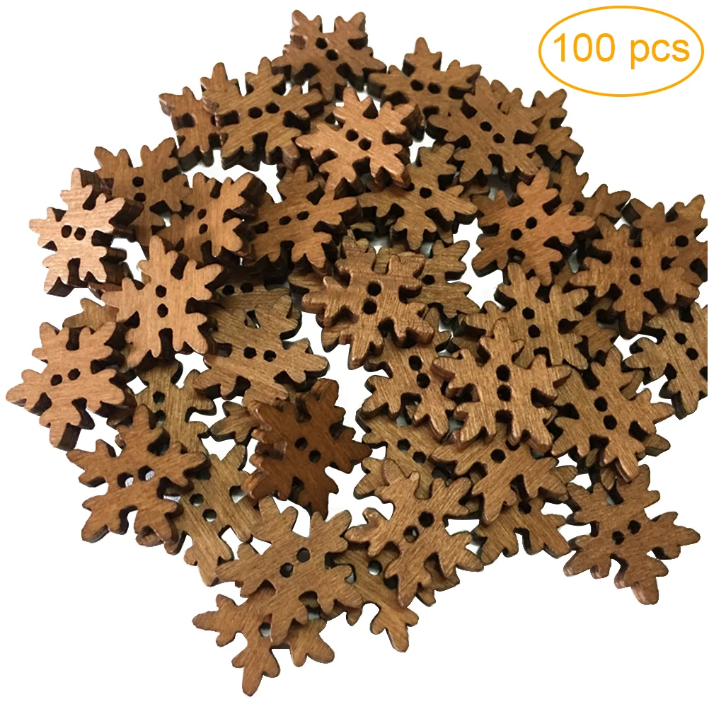

Buttons Snowflake Button Wooden Christmas Decorationsewing Snow 2 Holidy Diy Wood Holes Crafts Vintage Craft Hole Buckles