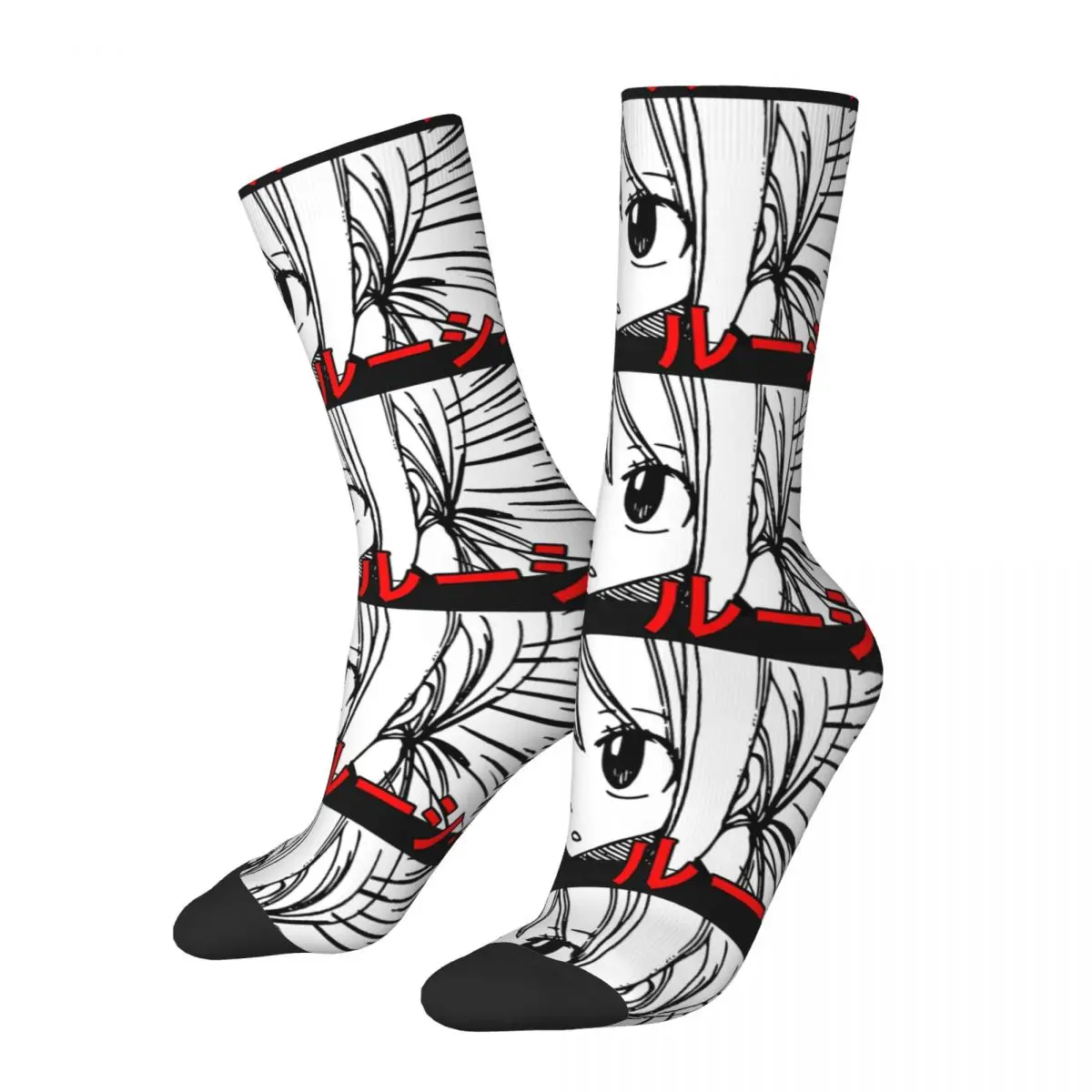 

Hip Hop Vintage Character Lucy Funny Crazy Men's compression Sock Unisex Fairy Tail Anime Street Style Pattern Printed Crew Sock