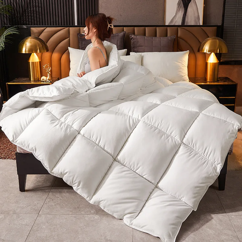 

Luxury 95% White Goose Down Comforter 3D Bread Quilted Duvet Spring and Autumn Cotton Bedding Twin Queen King Size Comforters