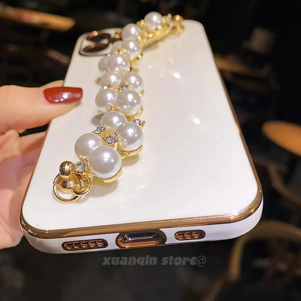 Роскошный чехол для телефона с жемчужным браслетом Infinix Hot 11 Hot11 2021 X662 X662B мягкая