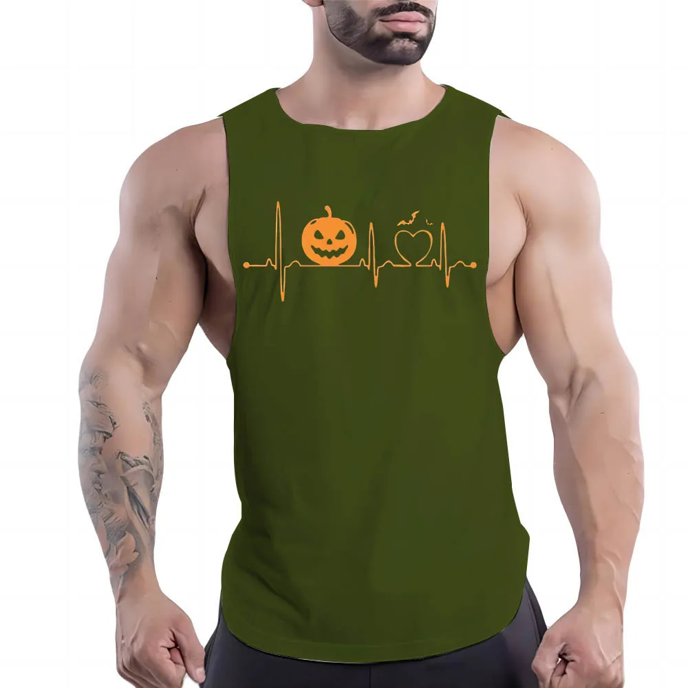 

Halloween Printed Adult Men'S Comfort Gym Muscle Crew Neck Men'S Clothing 2023 Four Seasons Fashion Sports Vest Quick Drying