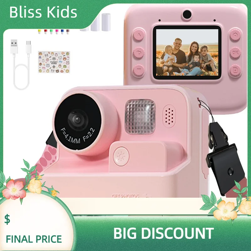 

Kids Selfie Instant Print Camera for Photography Video 10x Digital Zoom Children Photo Camera for Girls Boys Gifts with Lanyard