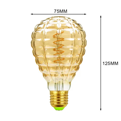 Винтажная Светодиодная лампа Эдисона TIANFAN E27, специальная форма, светодиодная нить 4 Вт, регулируемая яркость, 220-240 В, декоративная лампа, 2000 Кельвин, очень теплая