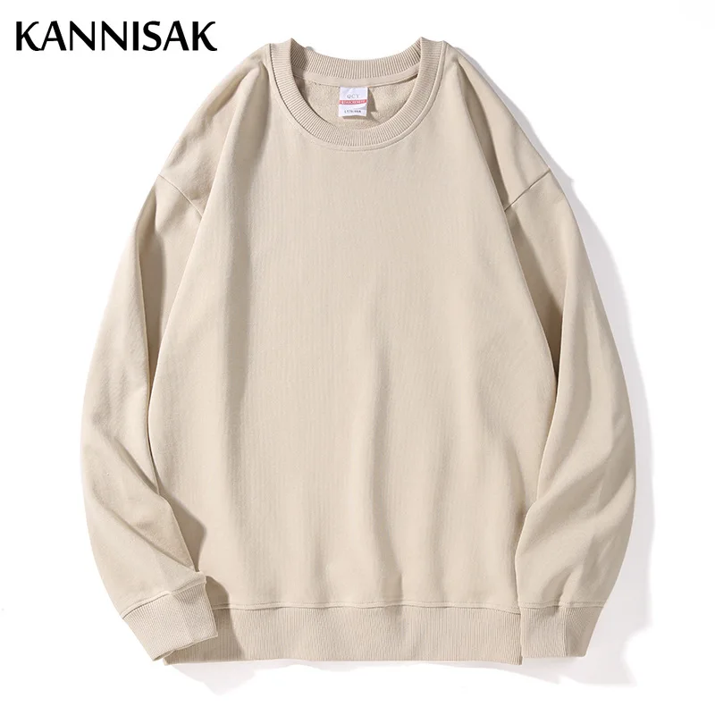 Свитшот KANNISAK женский однотонный пуловер из 100% хлопка в стиле Харадзюку парная