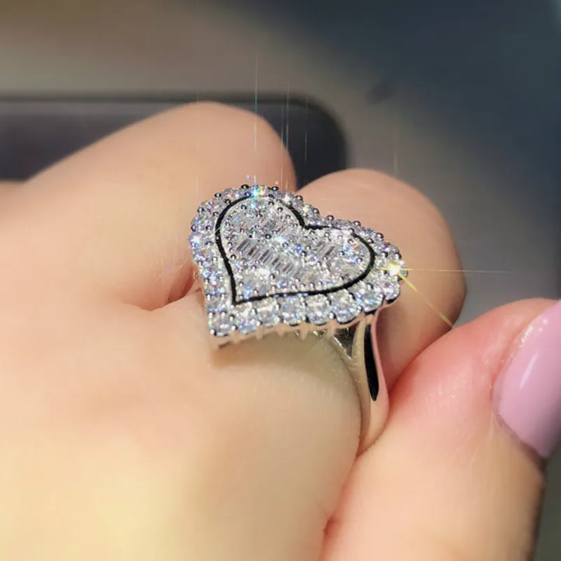 

Women's 925 Silver Cross Platinum AAA Zircon Love Ring Engagement Wedding Party Event Gift Jewelry Wholesale