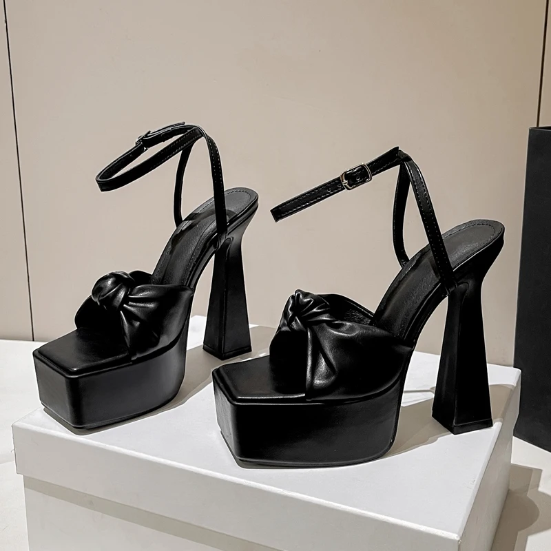 Eilyken/пикантные плиссированные женские босоножки на квадратном каблуке с