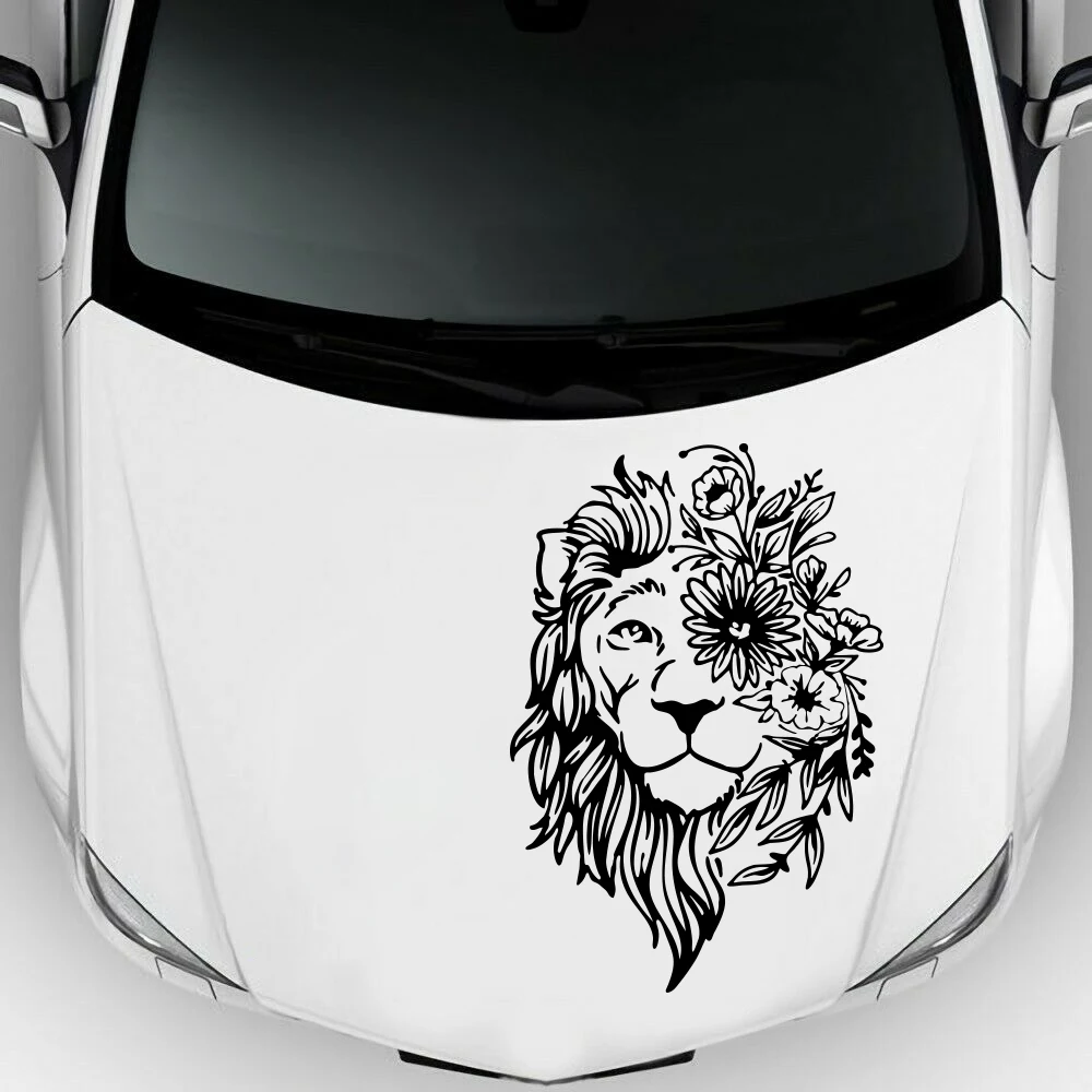 

Boho Lion Floral Girly Car Sticker Decal Intricate Lion Animal Truck Pickup Vinyl for Windshield Hood Bumper