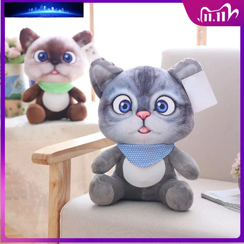 

20cm Cute Soft 3D Simulation Plush Cat Toy Double-sided Sofa Pillow Cushion Kawaii Plush Animal Cat Doll Children’s Gift Stitch