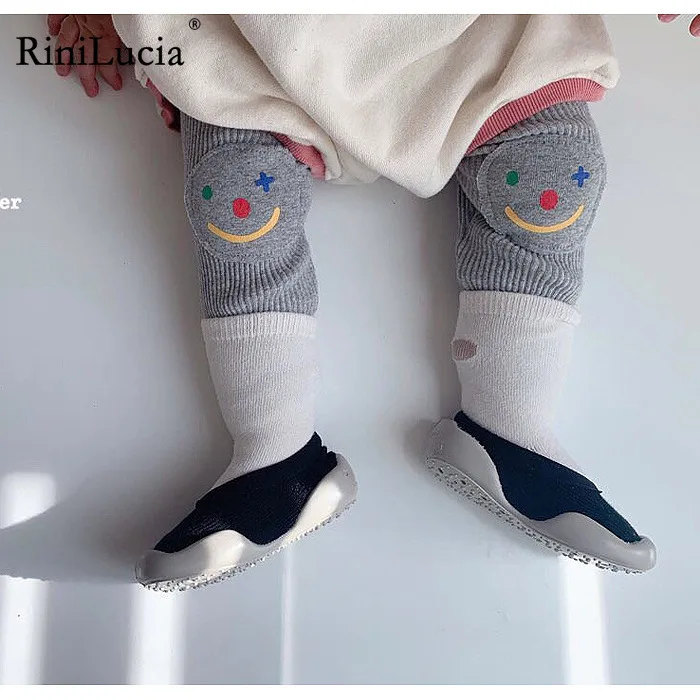

RiniLucia 2022 New Spring Knee Patch Smiley Baby Pants Toddlers Kids Girls Leggings Boys Ribbed Long Pants Children Pants