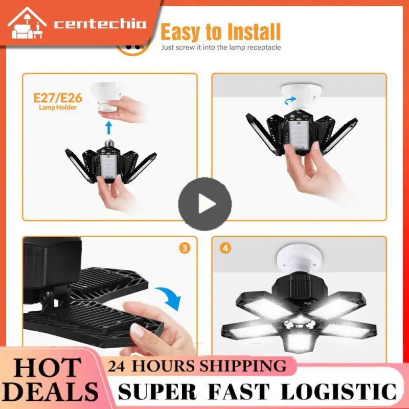 

Складная люстра в виде пяти листьев, внешнее освещение, подсветка с вентилятором, гаражная люстра без мертвых углов, Регулируемый потолочный светильник