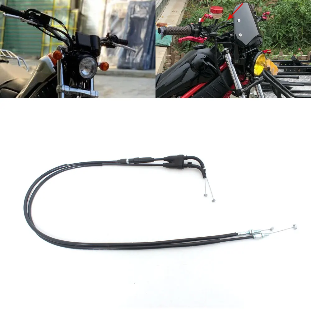 Фото Для мотоциклов Yamaha TTR250, TT350, XT250, XT350, TW200 Trailway 1984-2006: Тросы газа, стальные провода, тросы акселератора №1