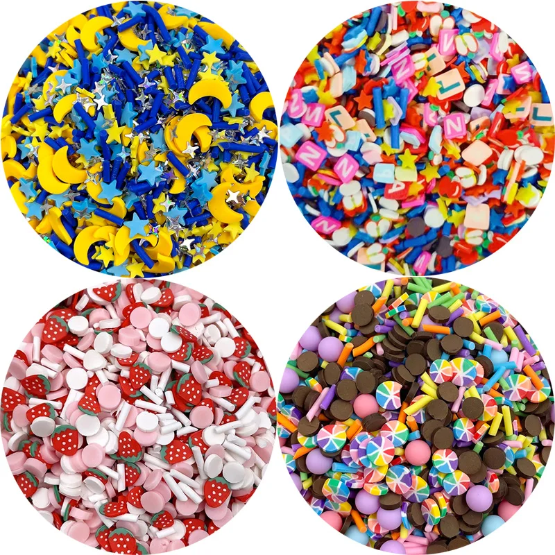 50g Mixed Moon Candy Polymer Slices Clay Sprinkles for Crafts Making DIY Tiny Cute Plastic Klei Accessories Slime Filling Decor