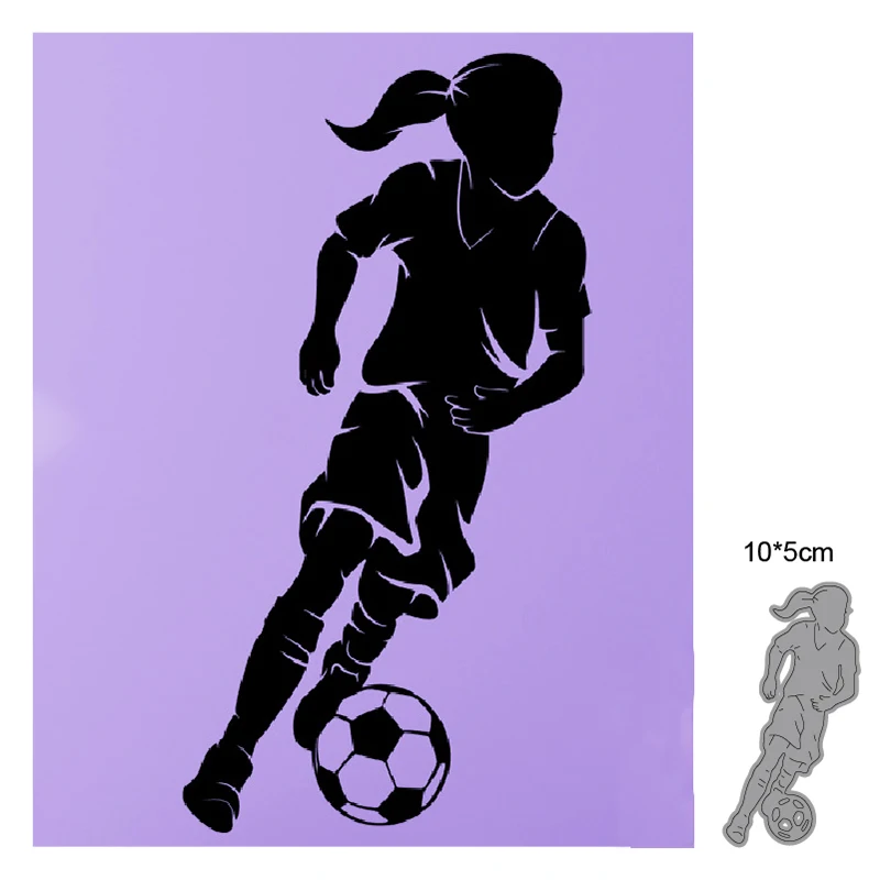 

Girl Woman Playing Football Metal Cutting Dies Stencils Diy Scrapbooking dies Card Photo Embossing Die Cuts Craft Dies New 2020
