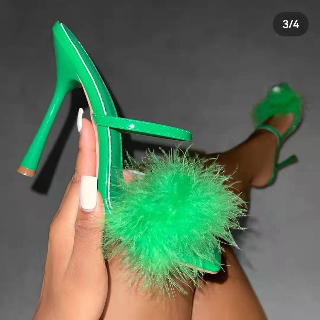 

2022 Summer New Women's Slippers Fashion Sexy High Heel Shoes for Woman Capillary Heels Women's Shoes Plus Size 43 Slides Women