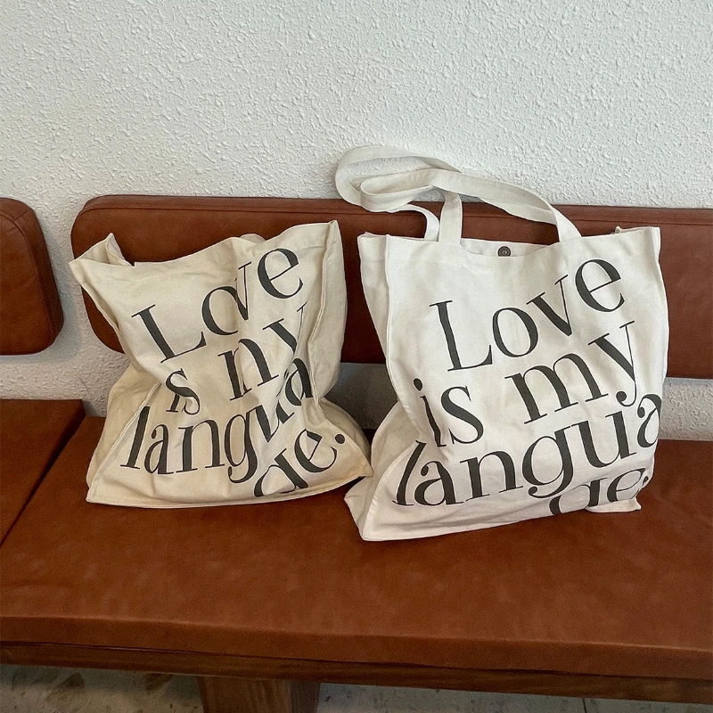 

Youda New Style Canvas Shoulder Bag for Women Fashion Simple Letter Pattern Handbag Large Casual Capacity Shopper Tote Bags