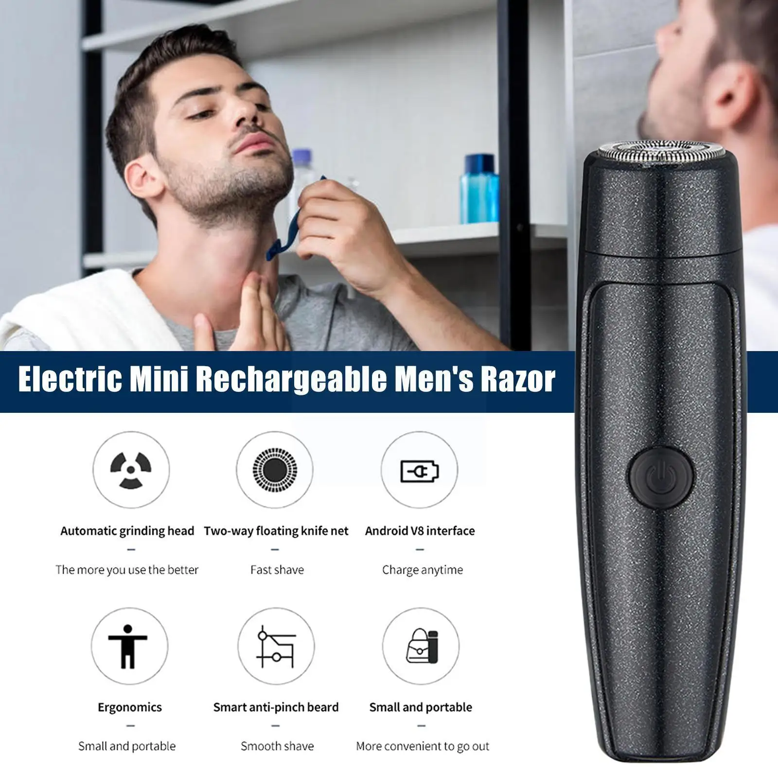 

Mini Electric Shaver Men Beard Trimmer Portable Waterproof Car Shaver Travel Shaver Body Washable Home Usb Rechargea X6z6