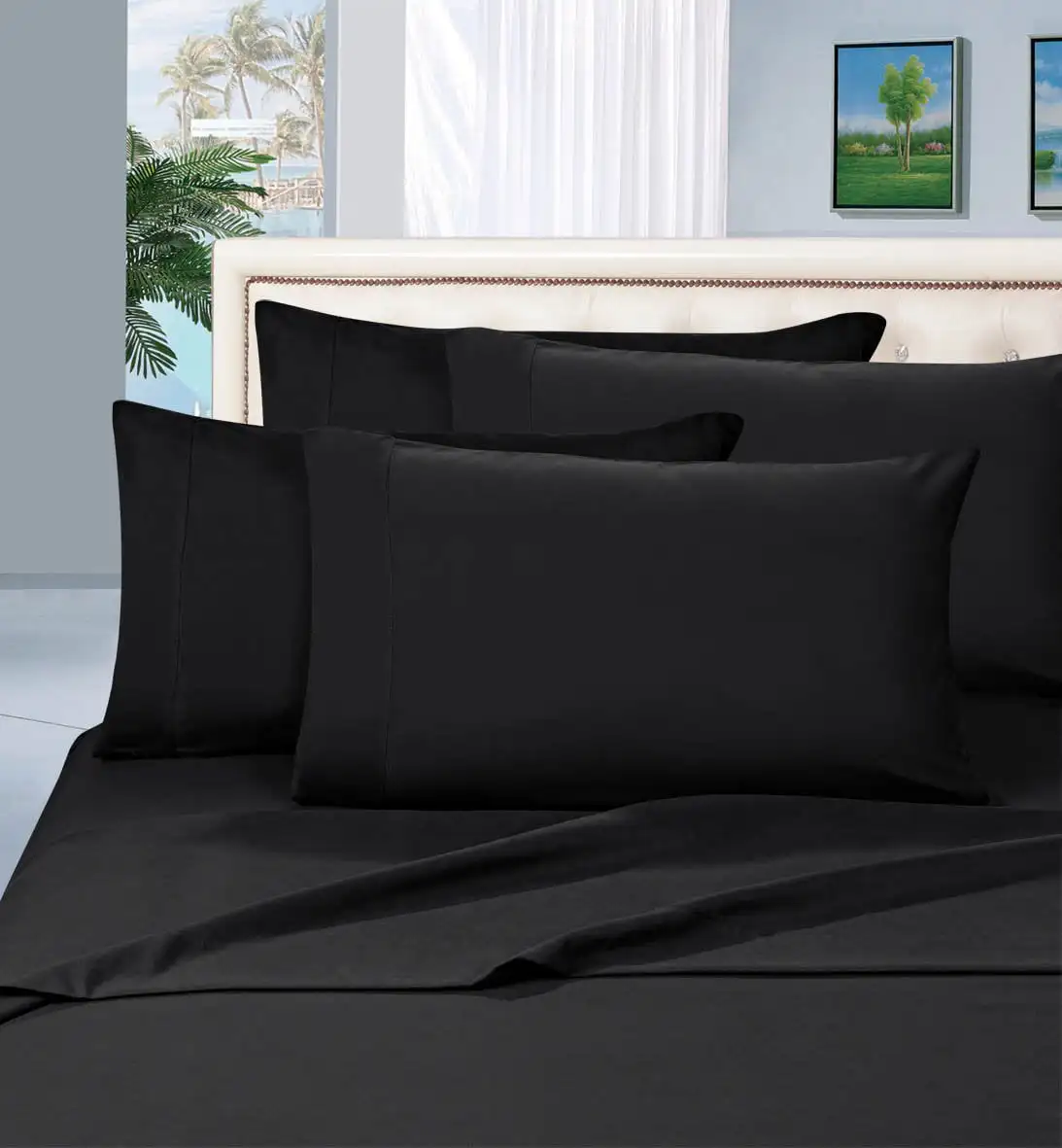 

Piece Bed Sheets Polyester King Black 1800 Thread Count