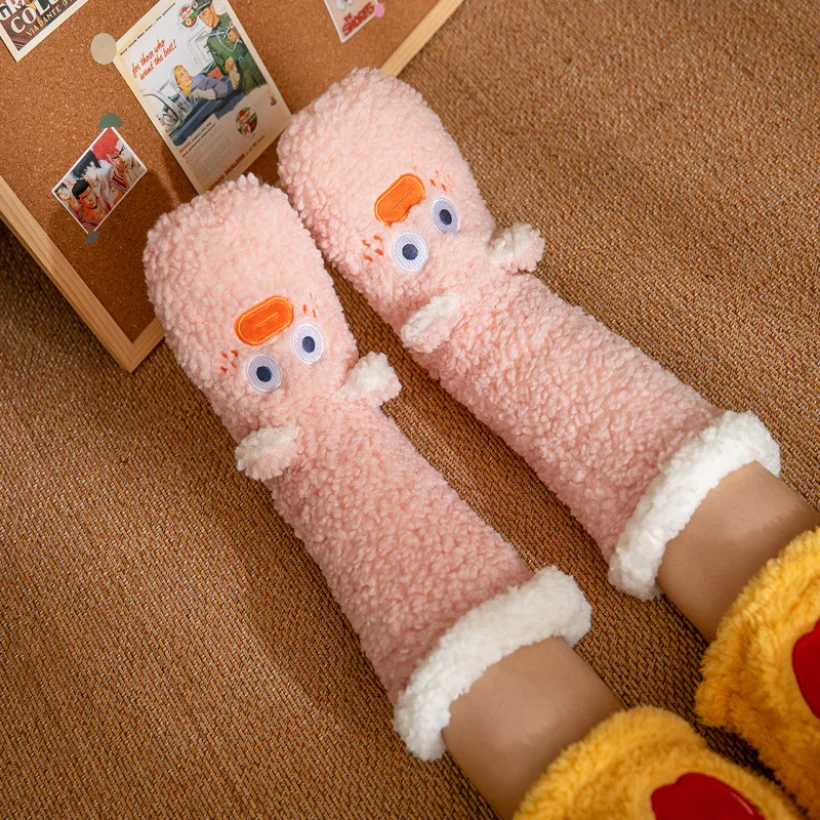 Plush Sock Womens Winter Warm Non Slip Sleeping Kawaii Cute Funny Female Cartoon Sheep Fuzzy Slipper Fluffy Sock Christmas Gift
