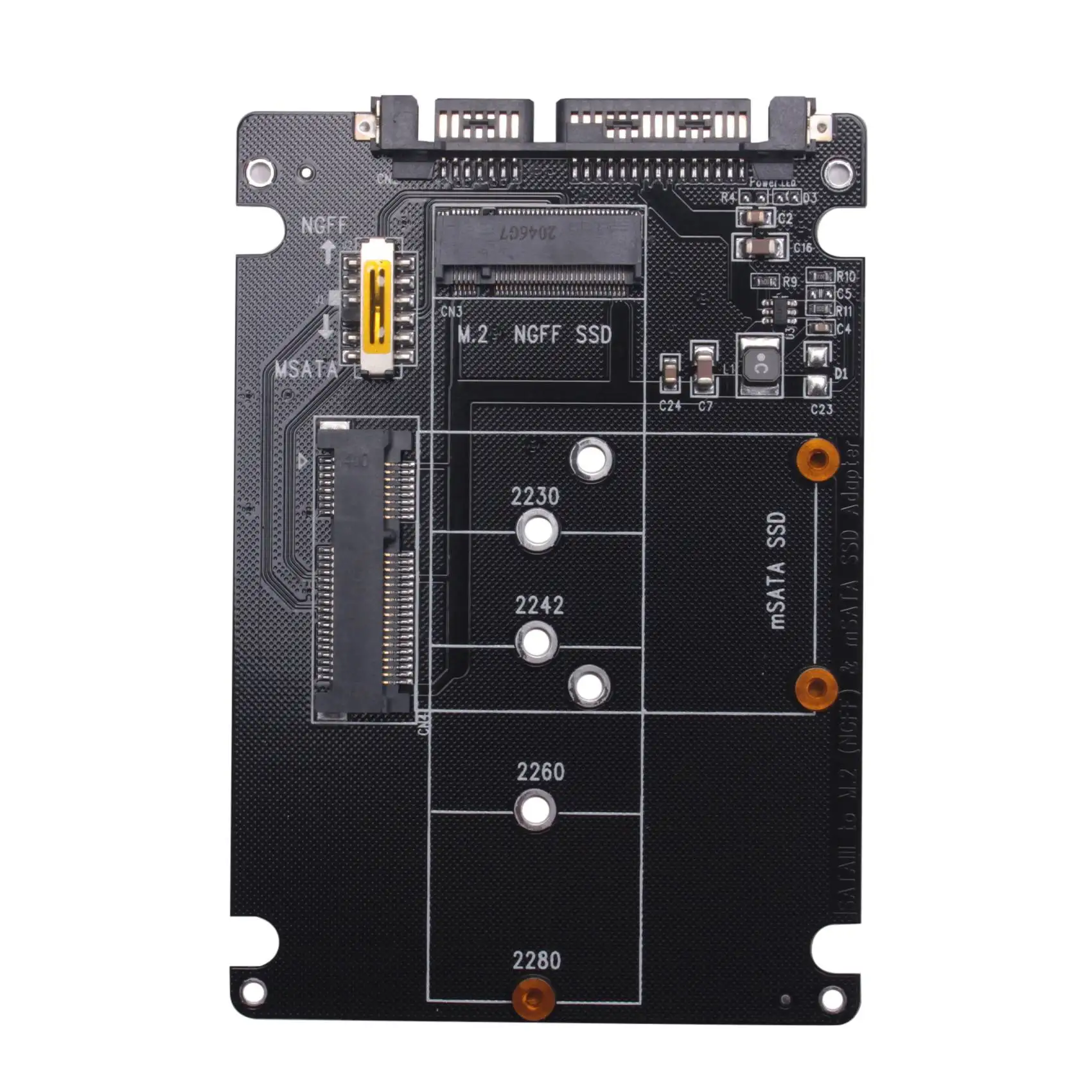 

2 in 1 NGFF M.2 B+M Key Mini PCI-E or mSATA SSD to SATA III Adapter Card for full msata SSD/ 2230/2242/2260/22x80 M2