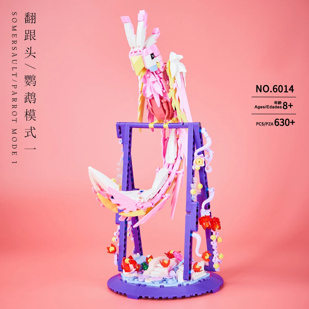 Новая Креативная идея поворотная модель попугаев строительные блоки собранные