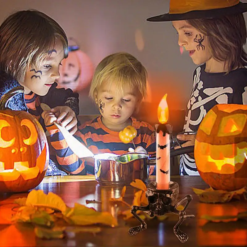 Хэллоуин Череп Беспламенная Свеча Беспламенные Крытые Светодиодные Светильники