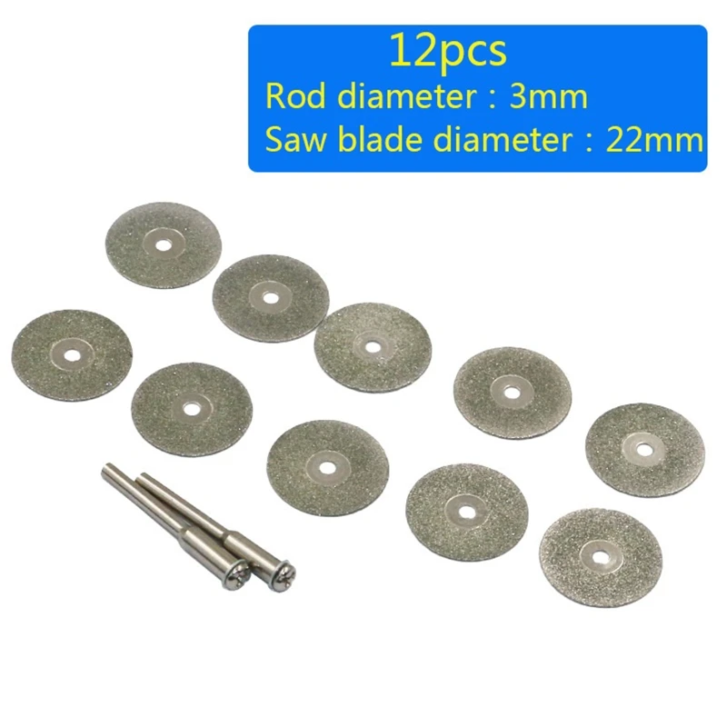 

12 Pieces/Set 22mm Mini Abrasive Diamond Cutting Disc for Rotary Tool Wood Plastic Laminates Cutting Grinding Wheel Disk R9UF