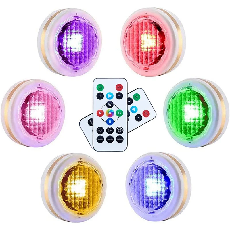 

Wireless LED Puck Lights With Remote Control,LED Under Cabinet Lighting,Puck Lights Battery Operated,Closet Light,6 Pack