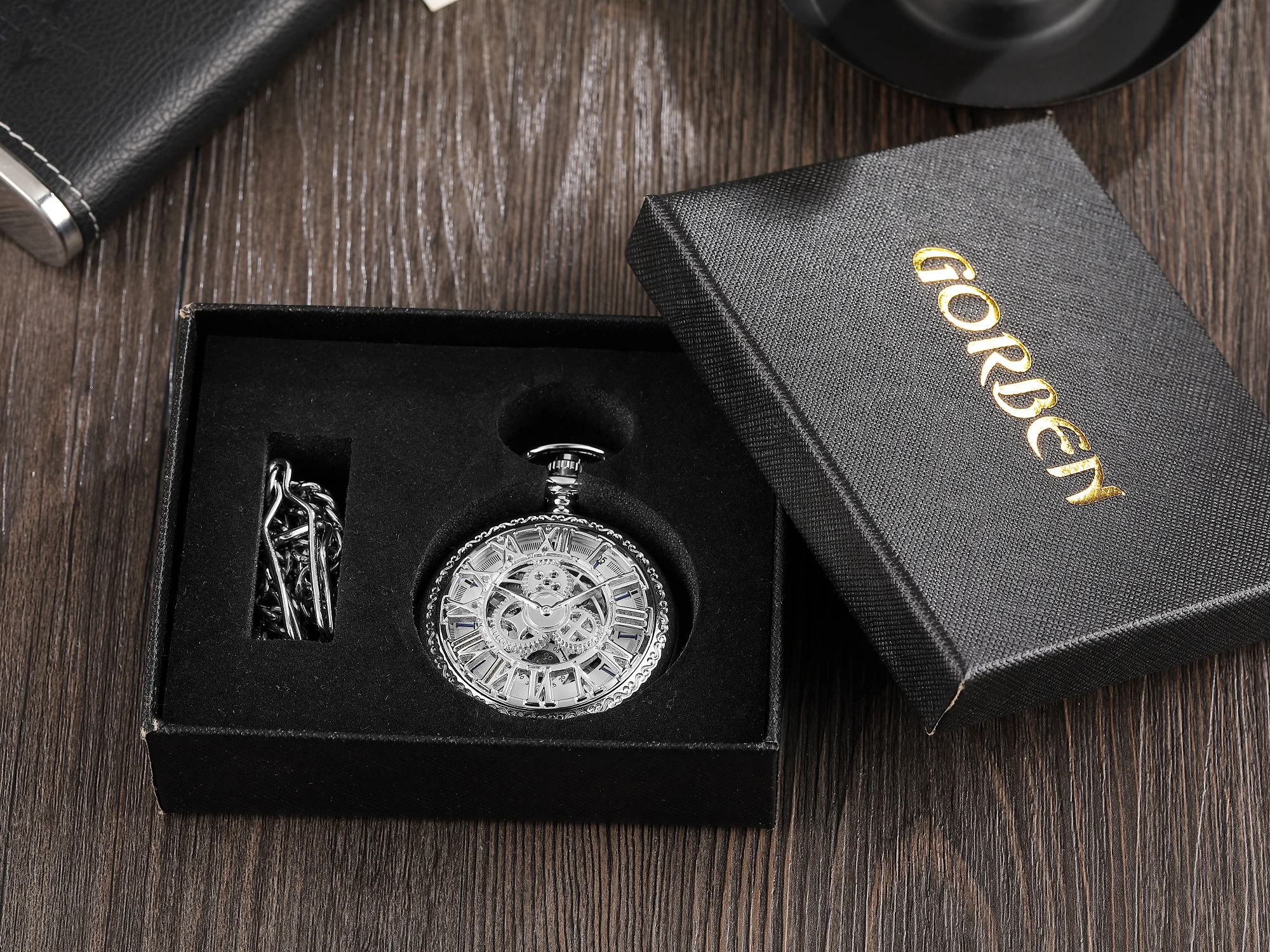 Antique Pocket Watch Steampunk Vintage Roman Numerals Automatic Mechanical Men Watches Necklace Retro Clock Chain Reloj Hombre